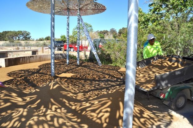 Photos: Workers install shade structure at Malibu Lagoon