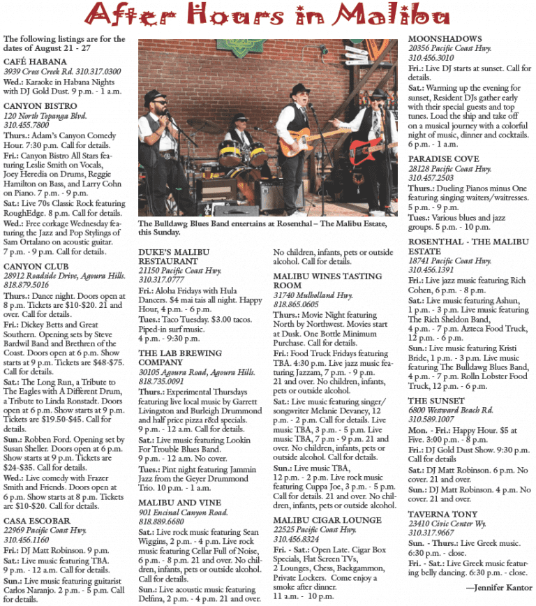 After Hours: Aug. 21-27