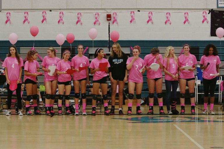 MHS Girls Volleyball Team Thinks Pink