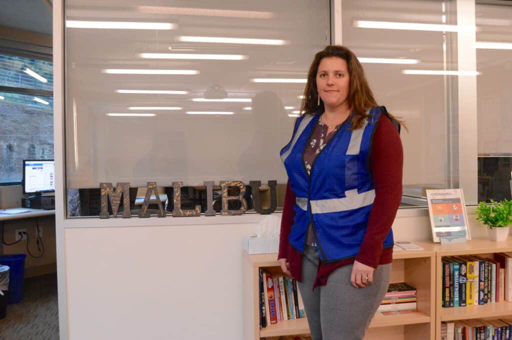 Emergency Services Coordinator Sarah Kaplan poses for a photo while wearing a City of Malibu safety vest on January 9