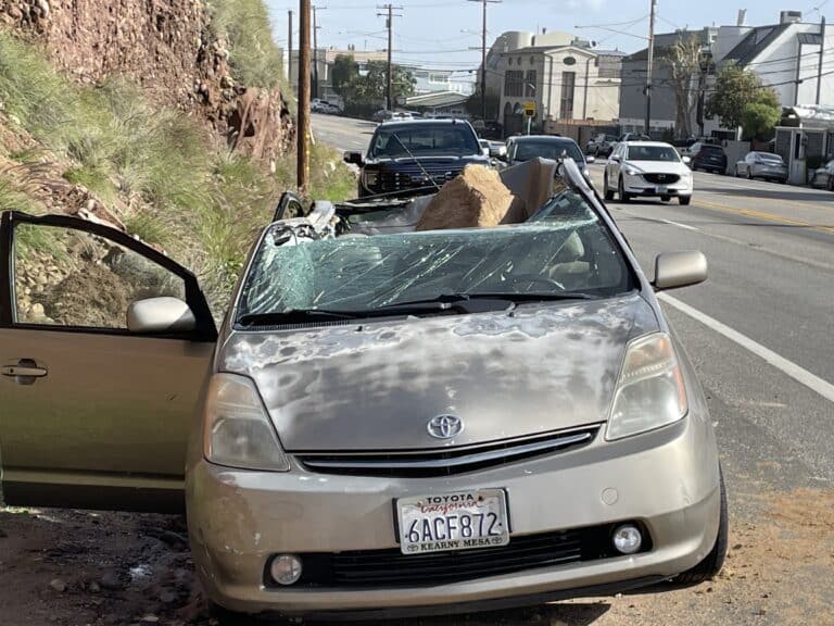 Malibu resident dodges boulder