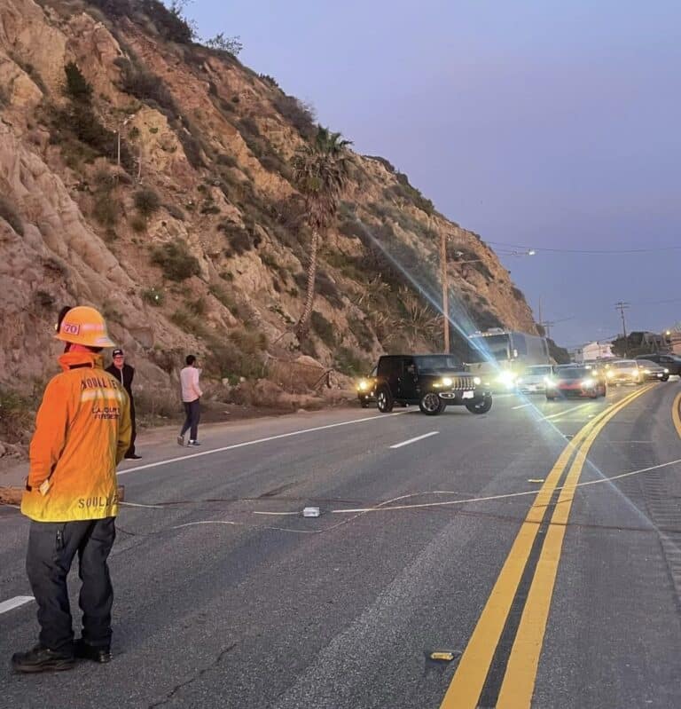 Update: All lanes now open; Traffic collision near Big Rock Drive; power lines down, unknown ETA