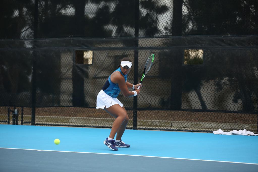 Sophomore Savannah Broadus vs Oklahoma State Photo by Jeff Golden