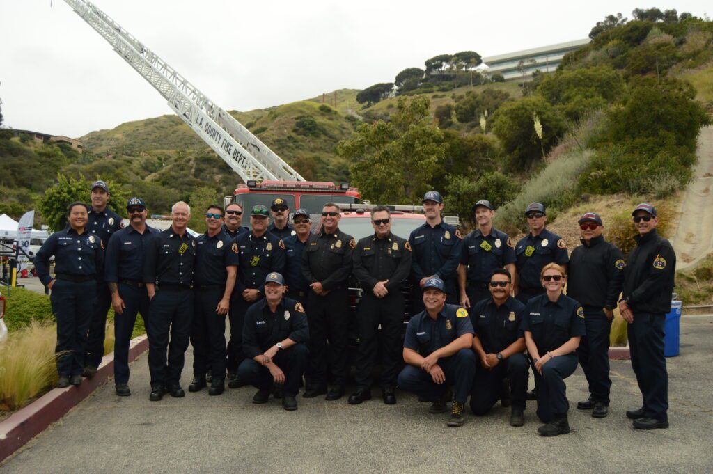 The Los Angeles County Fire Department poses for a photo during the Safety Expo on June 10 1