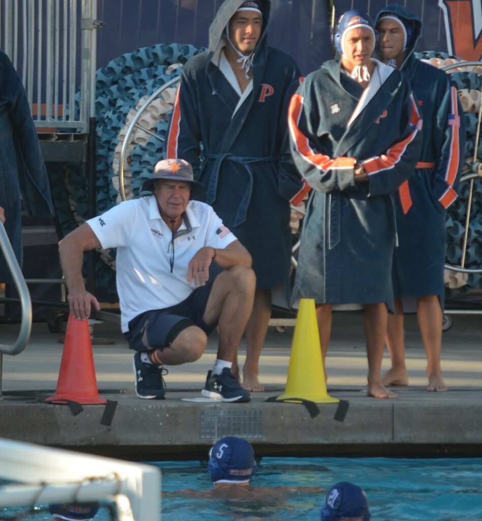 Pepperdine head coach Terry Schroeder talks to his team during their victory over Cal Lutheran. Photo by McKenzie Jackson 1