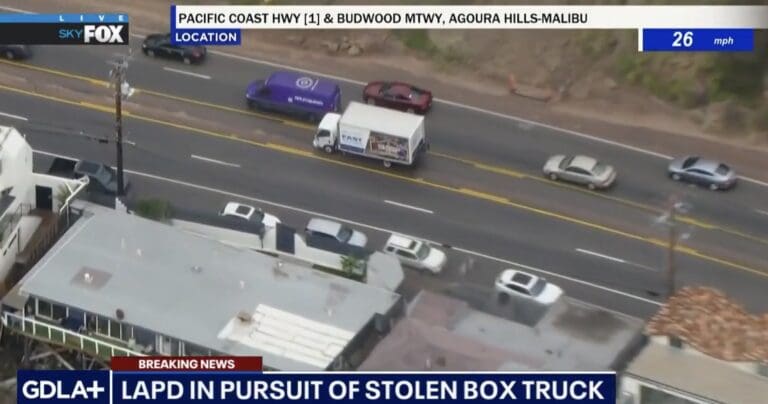 LAPD pursuits stolen box truck through Malibu