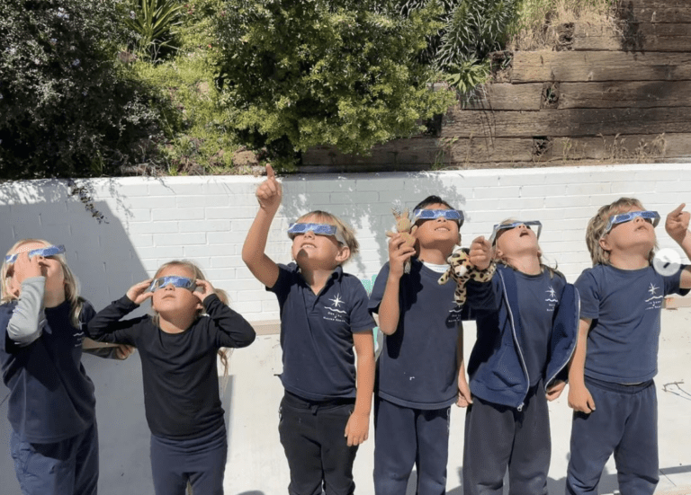 Our Lady of Malibu students watch the Solar Eclipse on Monday