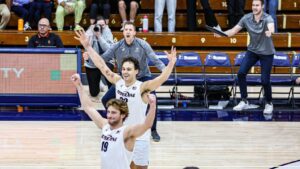 The Peppedine Waves mens volleyball team has downed the USC Trojans twice this season. Photo by Jeff Golden