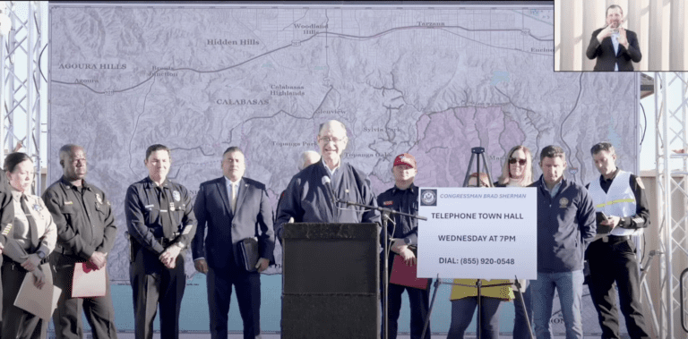 Congressman Brad Sherman advocates for fire victims, federal aid, and recovery efforts