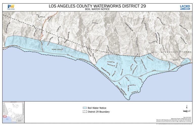 Boil Water notice canceled for western Malibu after testing confirms safety