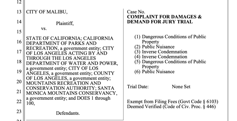 City of Malibu files lawsuit seeking recovery of Palisades Fire losses